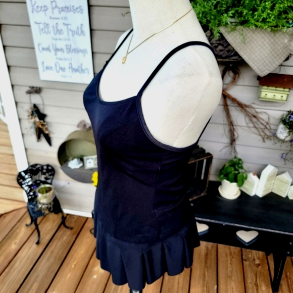 BALTEX ♡ Gorgeous Black 2pc Tankini Top 'n Pleated Fanned Out Skirtini Bottoms 8 - Picture 4 of 16